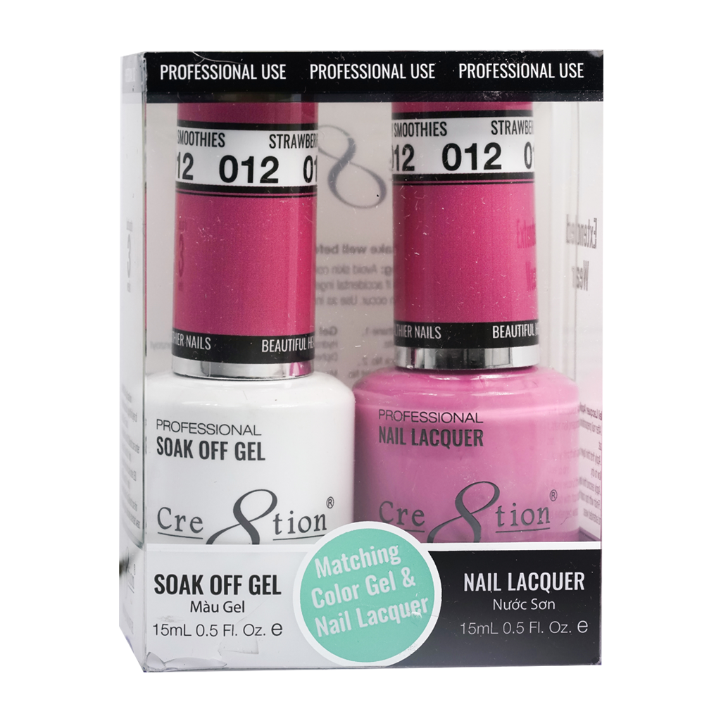Cre8tion Matching Color Gel & Nail Lacquer 12 Strawberry Smoothies - Lamaisononlinestore