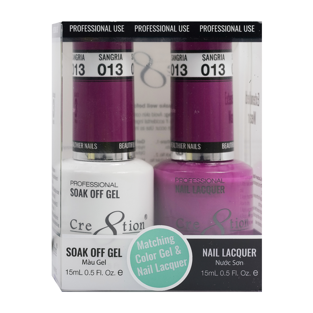 Cre8tion Matching Color Gel & Nail Lacquer 13 Sangria - Lamaisononlinestore
