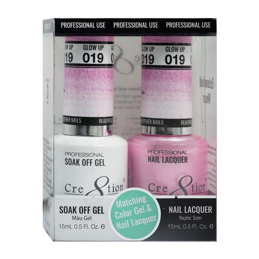 Cre8tion Matching Color Gel & Nail Lacquer 19 Glow Up (Shimmery) - Treasure4nails