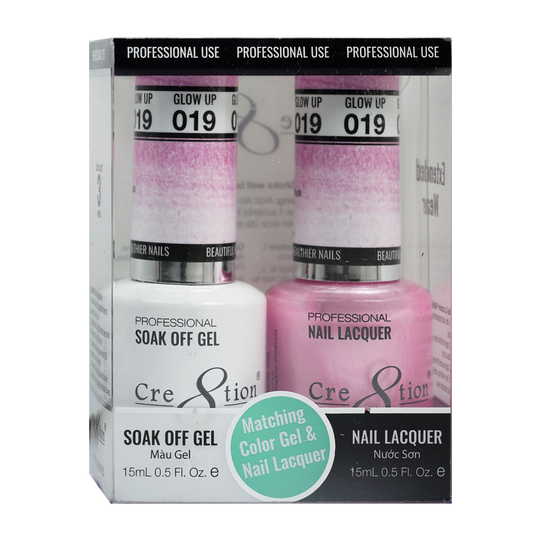 Cre8tion Matching Color Gel & Nail Lacquer 19 Glow Up (Shimmery) - Treasure4nails