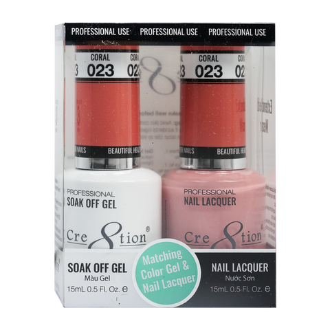 Cre8tion Matching Color Gel & Nail Lacquer 23 Coral - Lamaisononlinestore