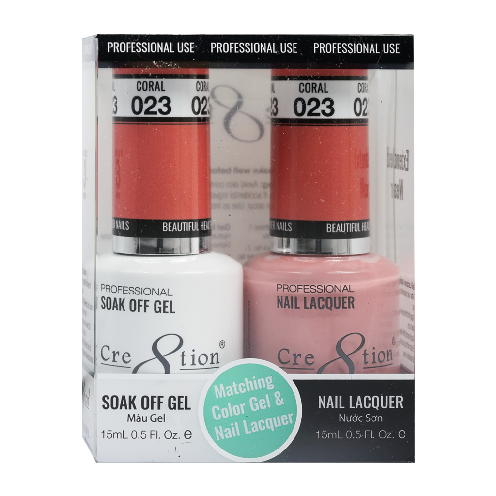 Cre8tion Matching Color Gel & Nail Lacquer 23 Coral - Lamaisononlinestore