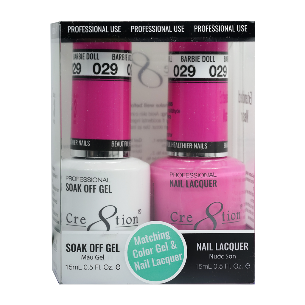 Cre8tion Matching Color Gel & Nail Lacquer 29 Barbie Doll (Neon) - Lamaisononlinestore
