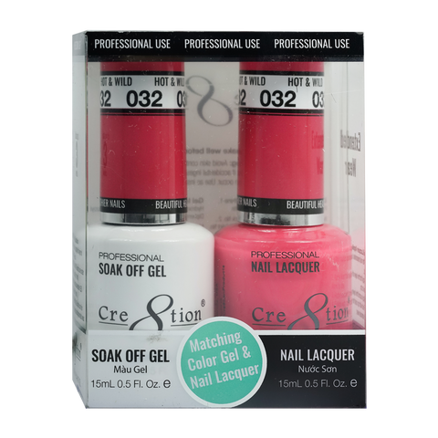 Cre8tion Matching Color Gel & Nail Lacquer 32 Hot And Wild (Neon) - Lamaisononlinestore