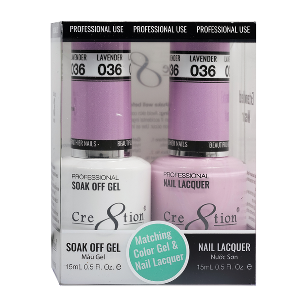 Cre8tion Matching Color Gel & Nail Lacquer 36 Lavender - Lamaisononlinestore