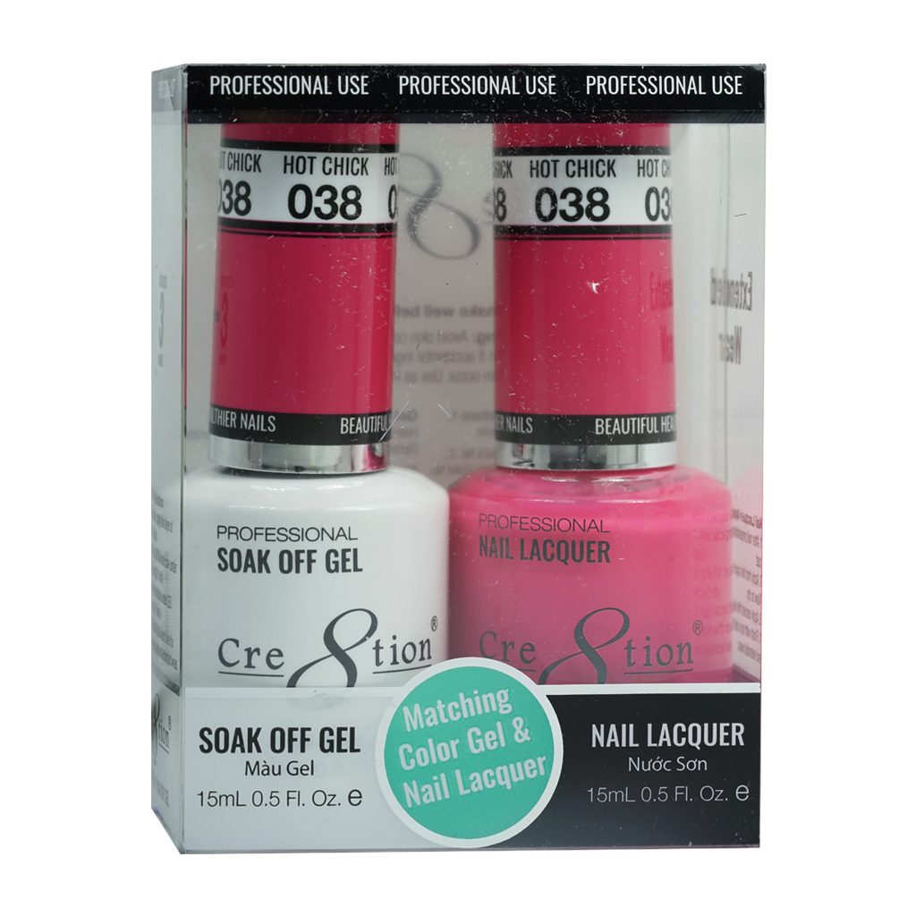 Cre8tion Matching Color Gel & Nail Lacquer 38 Hot Chick - Lamaisononlinestore