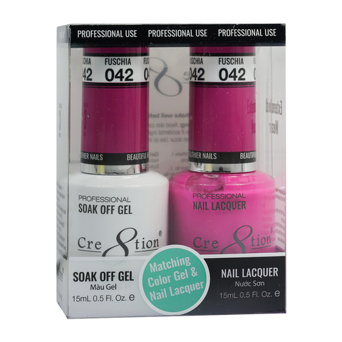 Cre8tion Matching Color Gel & Nail Lacquer 42 Fuchsia - Lamaisononlinestore