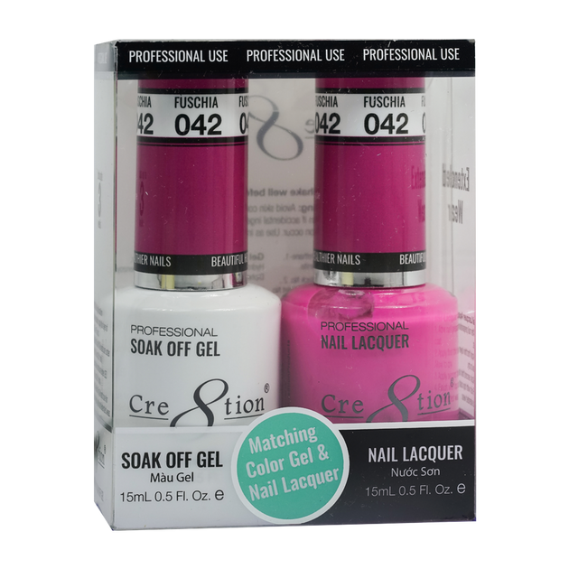 Cre8tion Matching Color Gel & Nail Lacquer 42 Fuchsia - Lamaisononlinestore