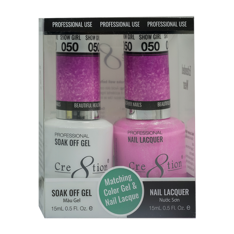 Cre8tion Matching Color Gel & Nail Lacquer 50 Show Girl (Glitter) - Lamaisononlinestore