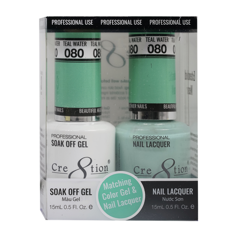Cre8tion Matching Color Gel & Nail Lacquer 80 Teal Water - Treasure4nails