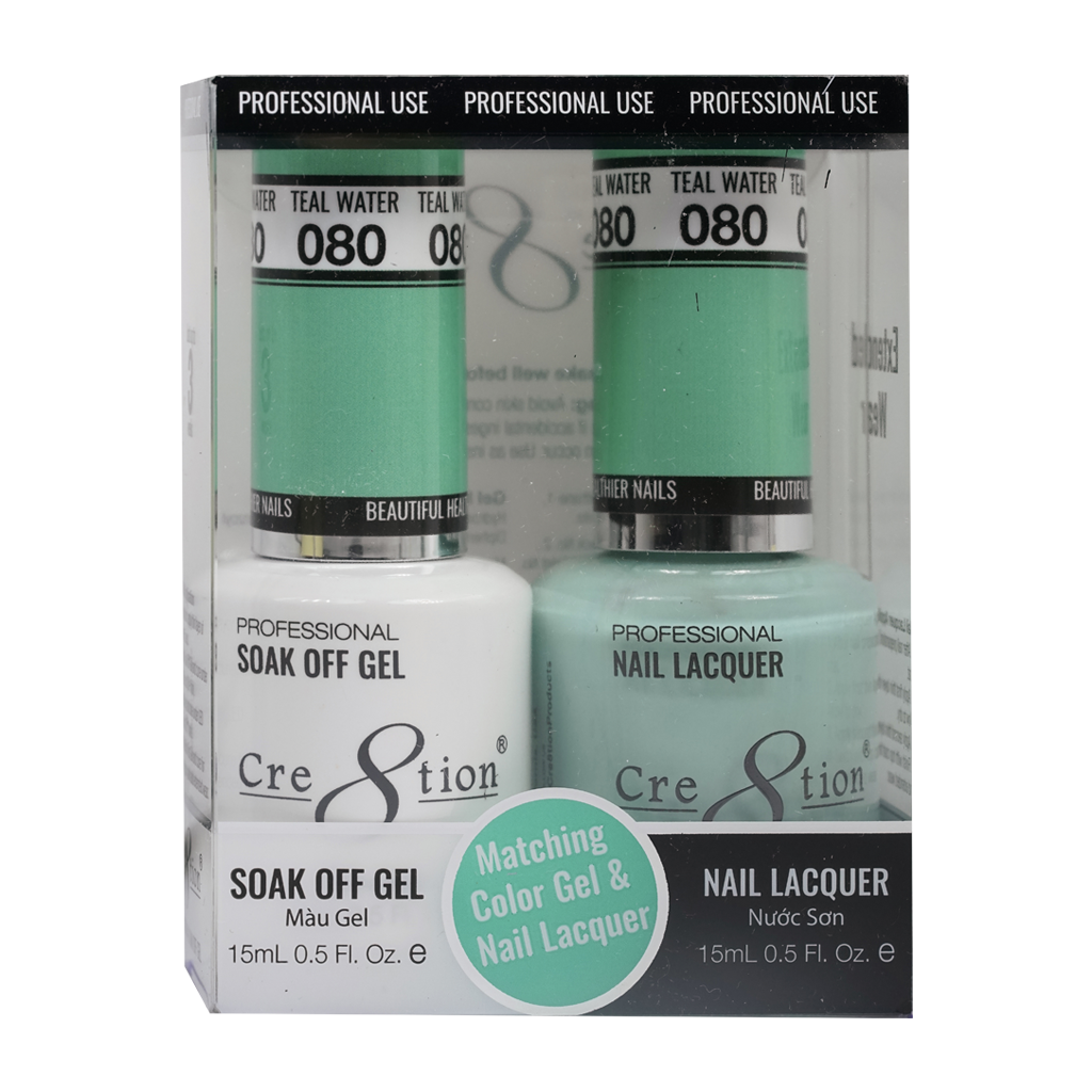 Cre8tion Matching Color Gel & Nail Lacquer 80 Teal Water - Treasure4nails