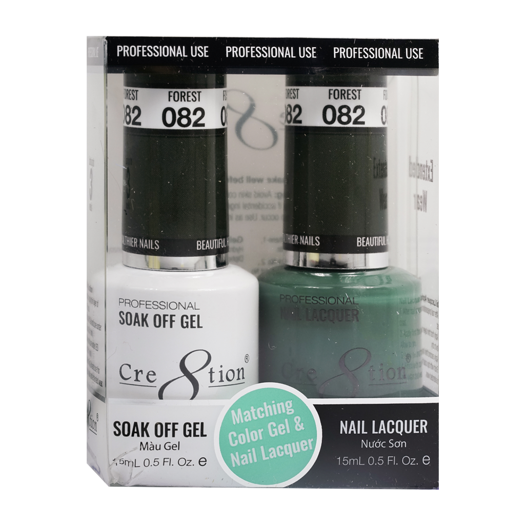 Cre8tion Matching Color Gel & Nail Lacquer 82 Forest - Treasure4nails