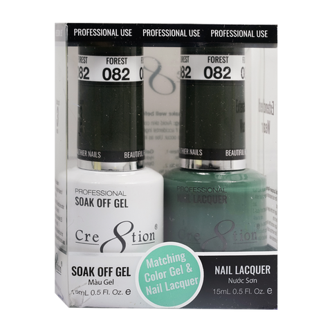 Cre8tion Matching Color Gel & Nail Lacquer 82 Forest - Treasure4nails