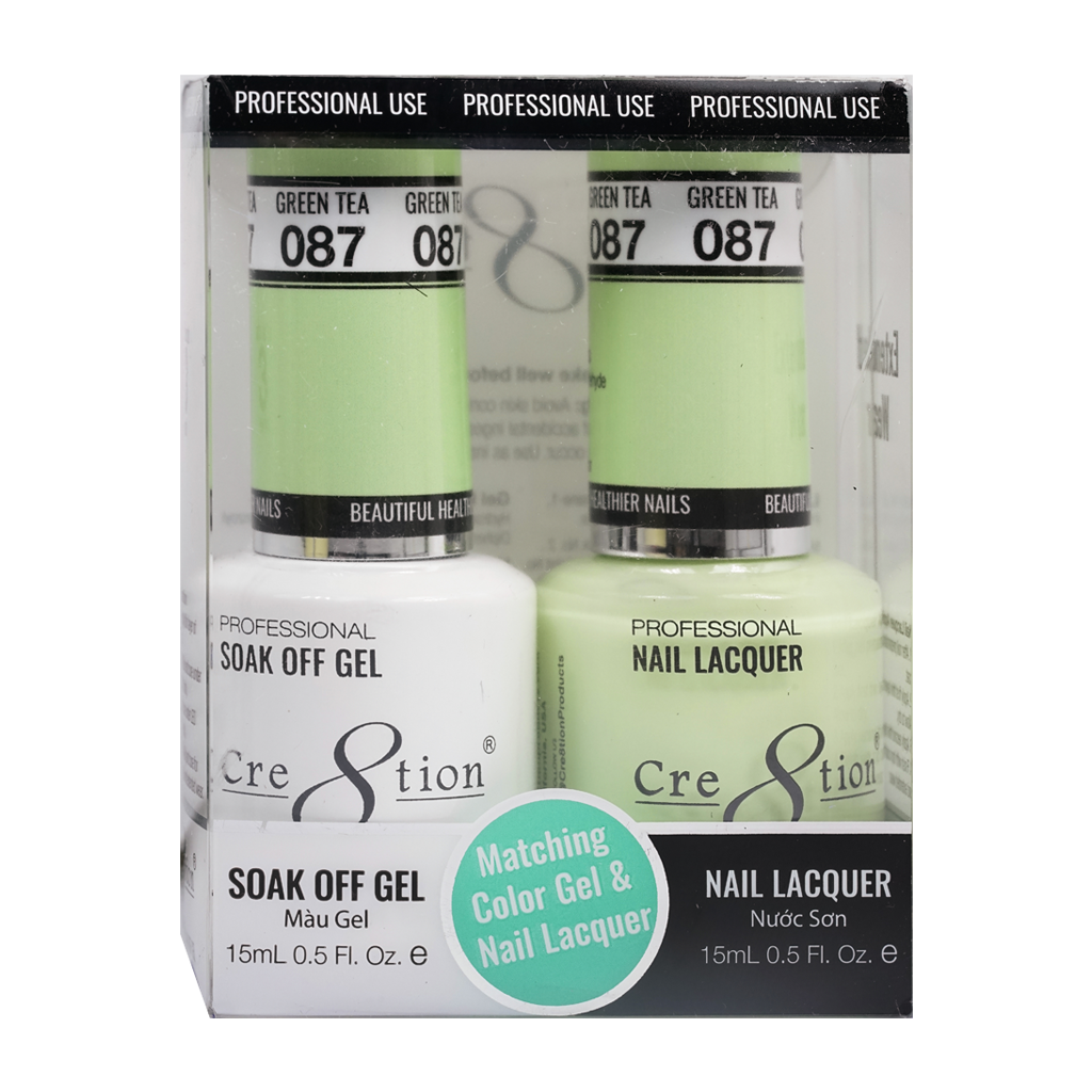 Cre8tion Matching Color Gel & Nail Lacquer 87 Green Tea - Treasure4nails
