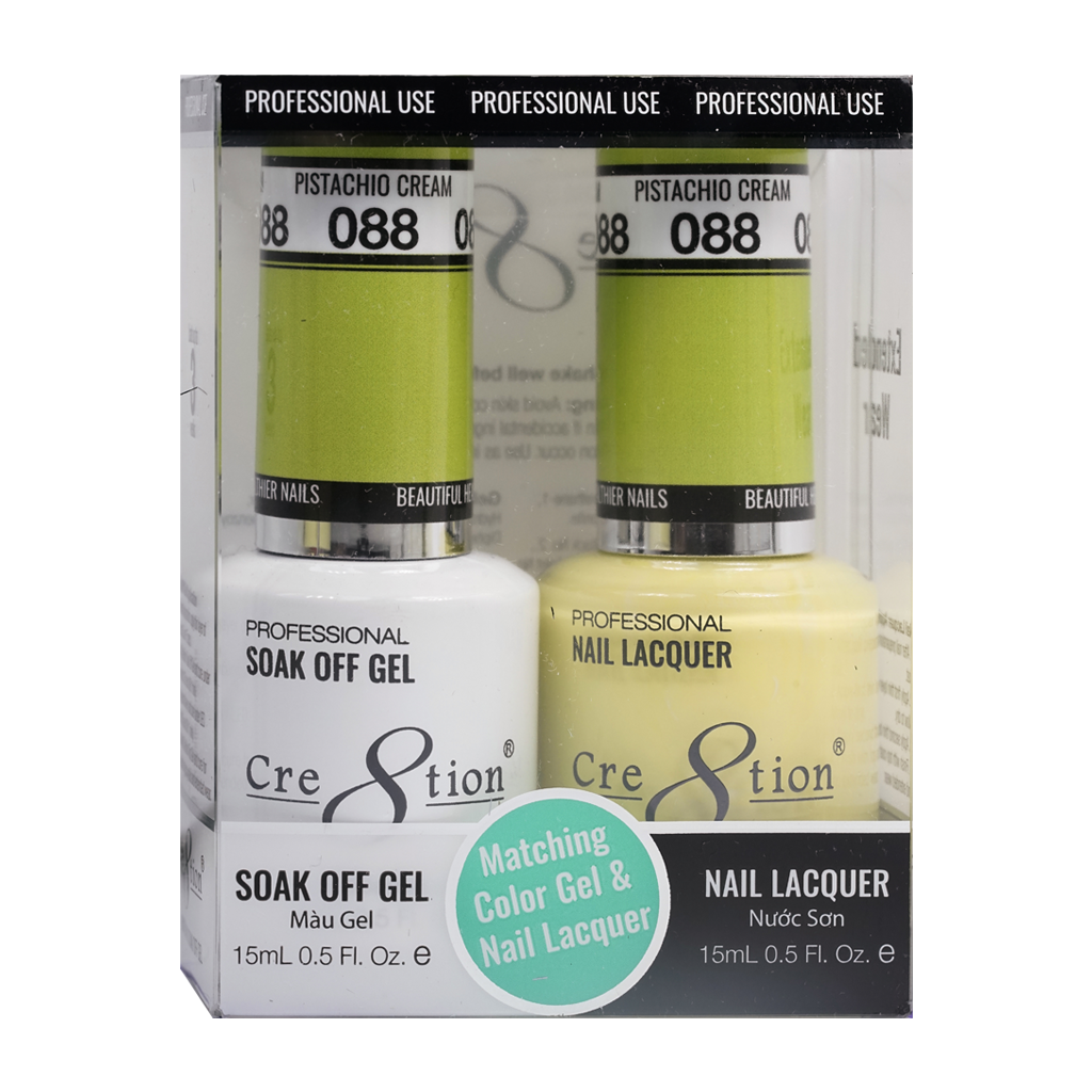 Cre8tion Matching Color Gel & Nail Lacquer 88 Pistachio Cream - Treasure4nails