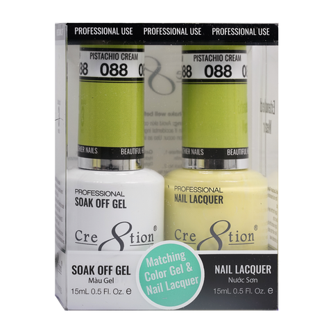 Cre8tion Matching Color Gel & Nail Lacquer 88 Pistachio Cream - Treasure4nails