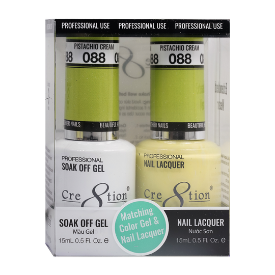 Cre8tion Matching Color Gel & Nail Lacquer 88 Pistachio Cream - Treasure4nails
