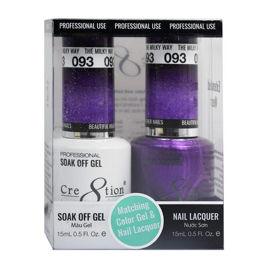 Cre8tion Matching Color Gel & Nail Lacquer 93 The Milky Way (Shimmery) - Treasure4nails