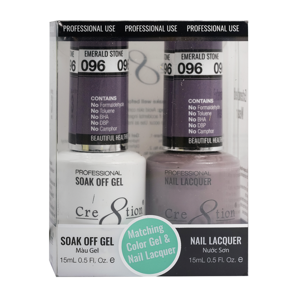 Cre8tion Matching Color Gel & Nail Lacquer 96 Emerald - Treasure4nails