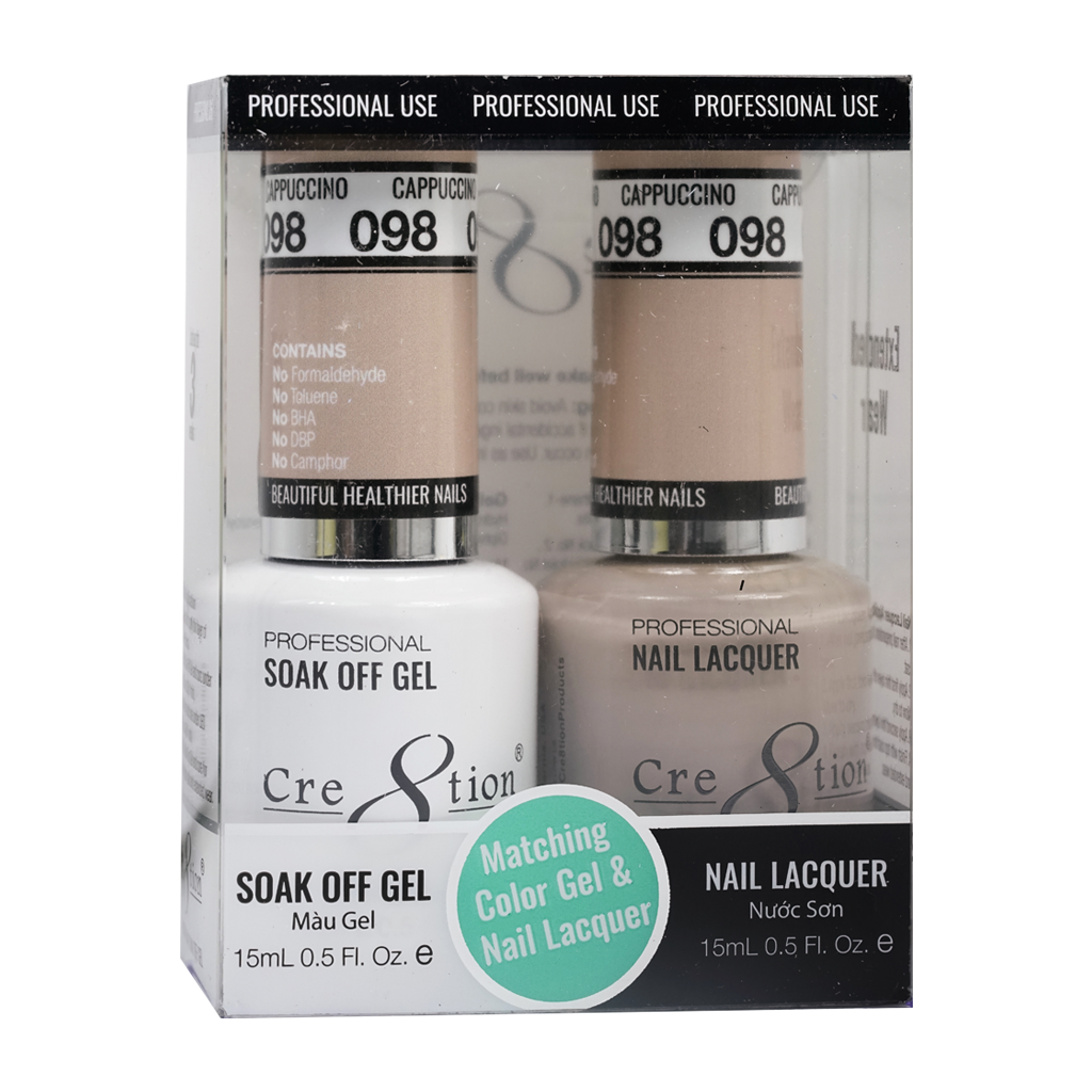 Cre8tion Matching Color Gel & Nail Lacquer 98 Cappuccino - Treasure4nails Corp