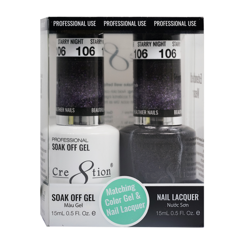 Cre8tion Matching Color Gel & Nail Lacquer 106 Starry Night