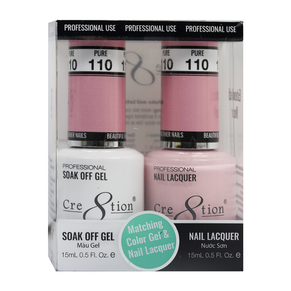 Cre8tion Matching Color Gel & Nail Lacquer 110 Pure - Treasure4nails