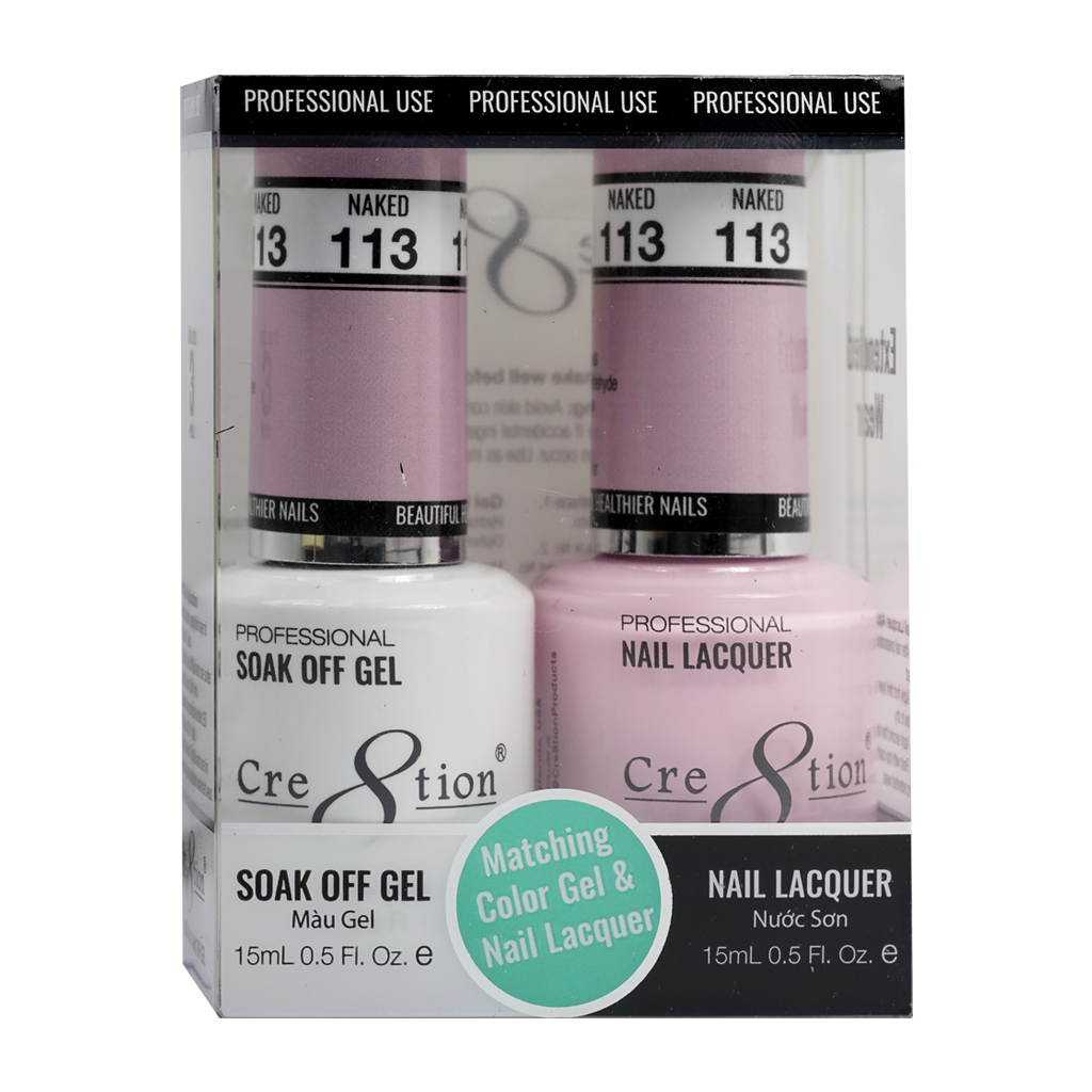 Cre8tion Matching Color Gel & Nail Lacquer 113 Naked - Treasure4nails