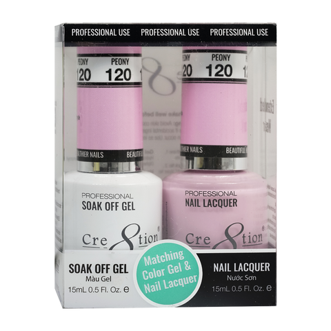 Cre8tion Matching Color Gel & Nail Lacquer 120 Peony - Treasure4nails