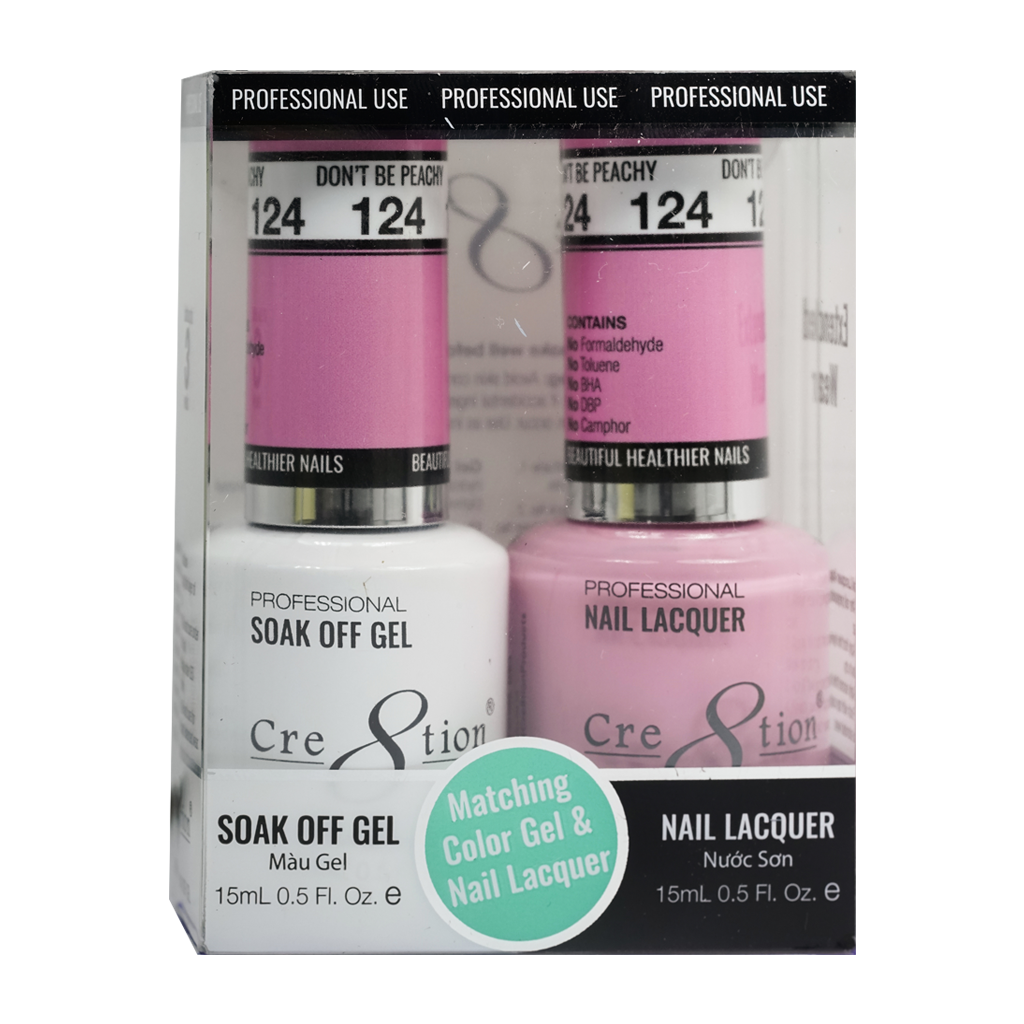 Cre8tion Matching Color Gel & Nail Lacquer 124 Don’t Be Peachy - Treasure4nails