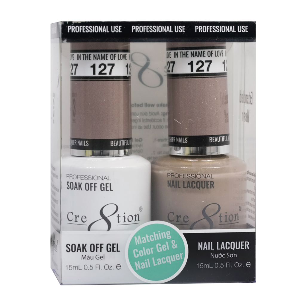 Cre8tion Matching Color Gel & Nail Lacquer 127 In The Name Of Love - Treasure4nails