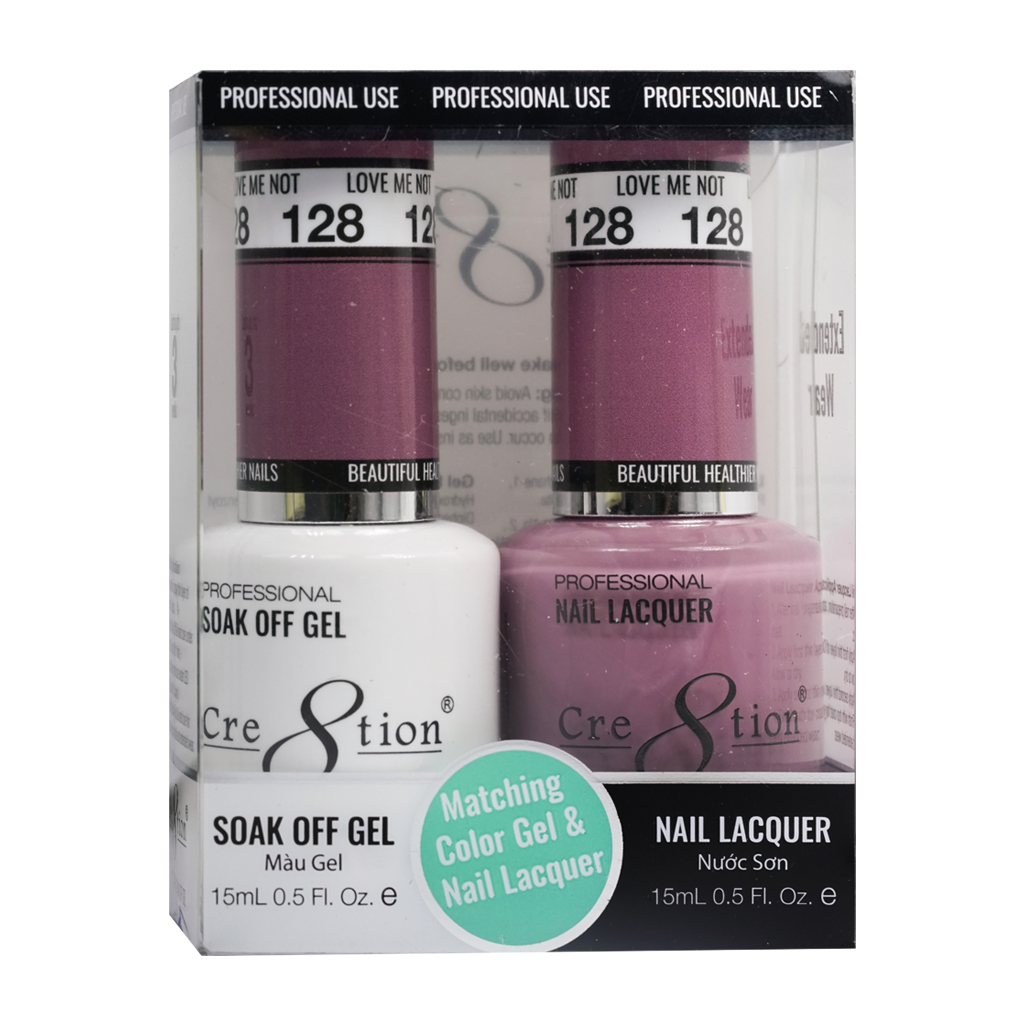 Cre8tion Matching Color Gel & Nail Lacquer 128 Love Me Not - Treasure4nails