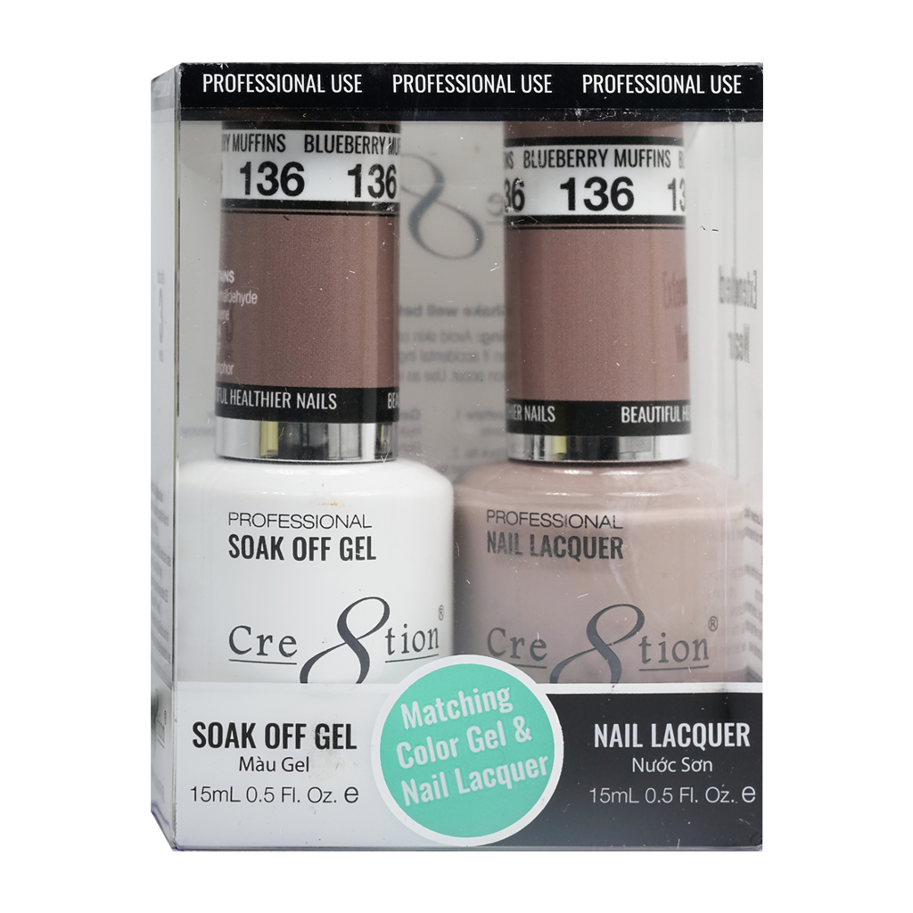 Cre8tion Matching Color Gel & Nail Lacquer 136 Window Tint - Treasure4nails