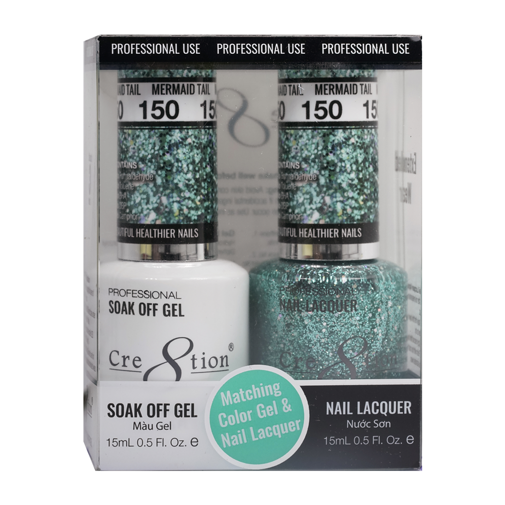 Cre8tion Matching Color Gel & Nail Lacquer 150 Mermaid Tail - Treasure4nails