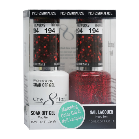 Cre8tion Matching Color Gel & Nail Lacquer 194 Fireworks