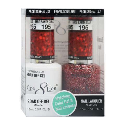 Cre8tion Matching Color Gel & Nail Lacquer 195 Mrs Santa Claus
