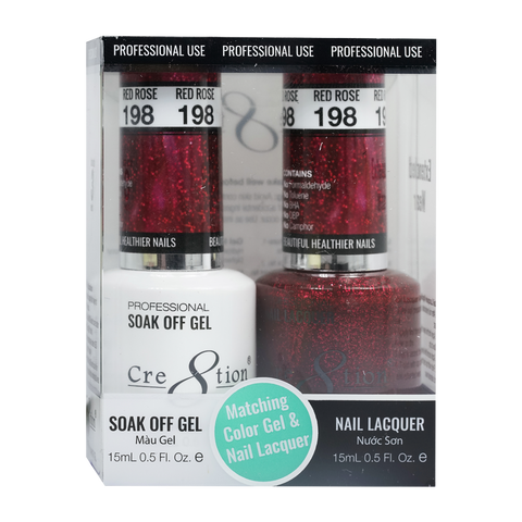 Cre8tion Matching Color Gel & Nail Lacquer 198 Red Rose
