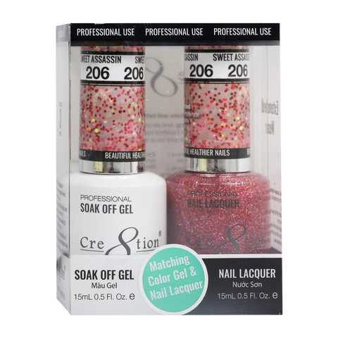 Cre8tion Matching Color Gel & Nail Lacquer 206 Sweet Assassin