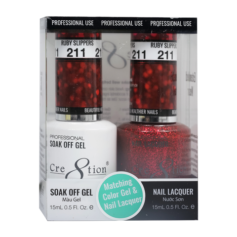 Cre8tion Matching Color Gel & Nail Lacquer 211 Ruby Slippers