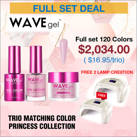 Wavegel Trio Matching Color - Princess Collection - Full set 120 Colors w/ 2 Cre8tion Lamps