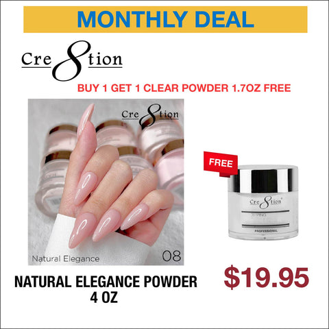 Cre8tion Natural Elegance Powder 4oz - Buy 1 Get 1 Clear Powder 1.7oz Free