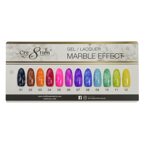 Cre8tion Marble Effect 0.5oz - Full Set 12 colors w/ 3 Top Diamond 0.5oz & 1 set Color Chart