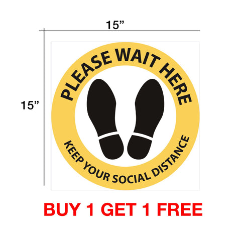 Cre8tion Social Distance Floor Decal 15"x15" Yellow Round - Buy 1 Get 1 Free