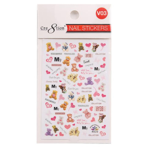 Cre8tion Nail Art Sticker Valentine Lovely Bear V06