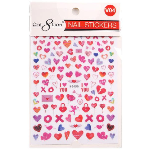 Cre8tion Nail Art Sticker Valentine Lovely Hearts -V07