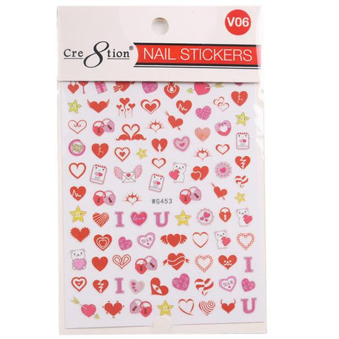 Cre8tion Nail Art Sticker Valentine I LOVE U Heart Love -V09