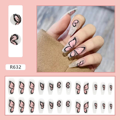 French Pink - 24pcs Coffin Shape Press on Nails