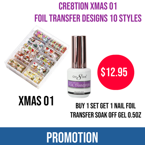 Cre8tion 10 Designs Foil Collection Christmas 01 + Free Foil Transfer Design Gel