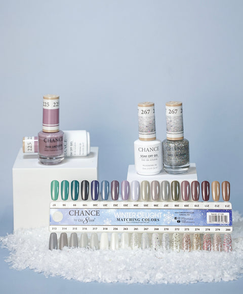 Chance Matching Color Gel & Nail Lacquer 0.5oz - 36 Colors #97 - #280 - Winter Delight Collection w/ 2 set Color Chart