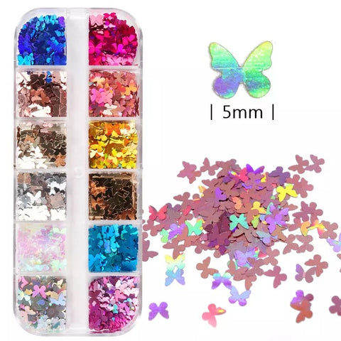 Hologram Butterflies Nail Sequin 2.0 12 Colors / Set
