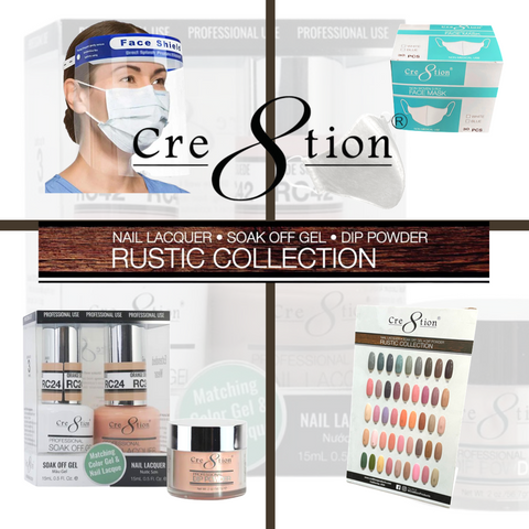 Cre8tion Trio Rustic - Full Set - 45 Colors Collection - $14.00 each - Free 2 Boxes Non-Woven-Face Mask 3 Ply (30 pcs./box), 10 pcs. Face shield & 1 Color Chart